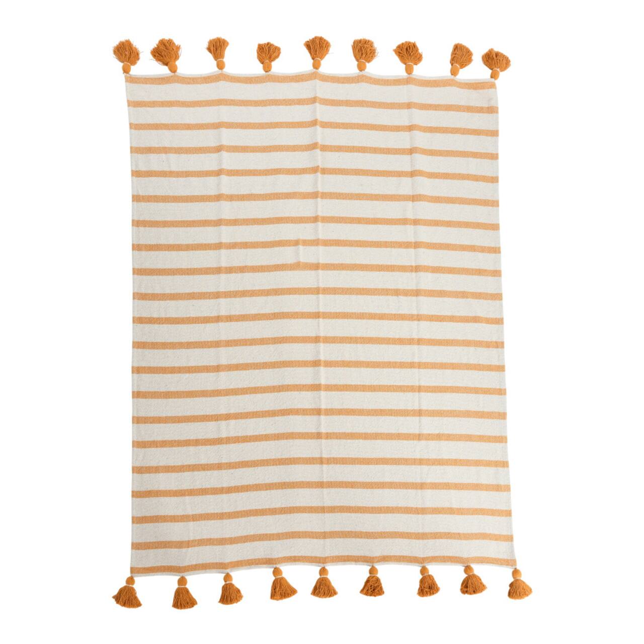 Hello Honey® Golden Yellow Striped Cotton Throw Blanket with Tassels